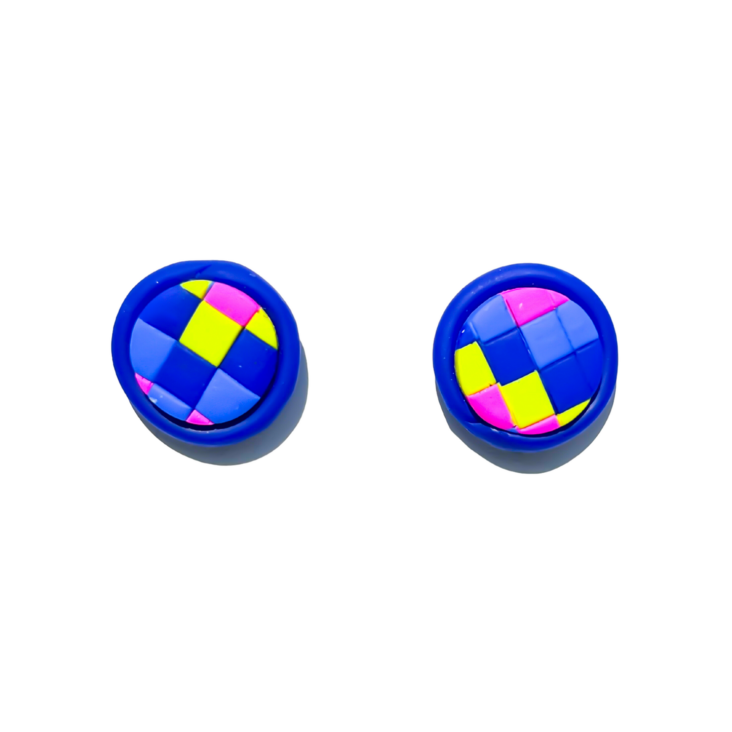 Lime Blue Pink Clay Earrings with Hypoallergenic Titanium Post NZ