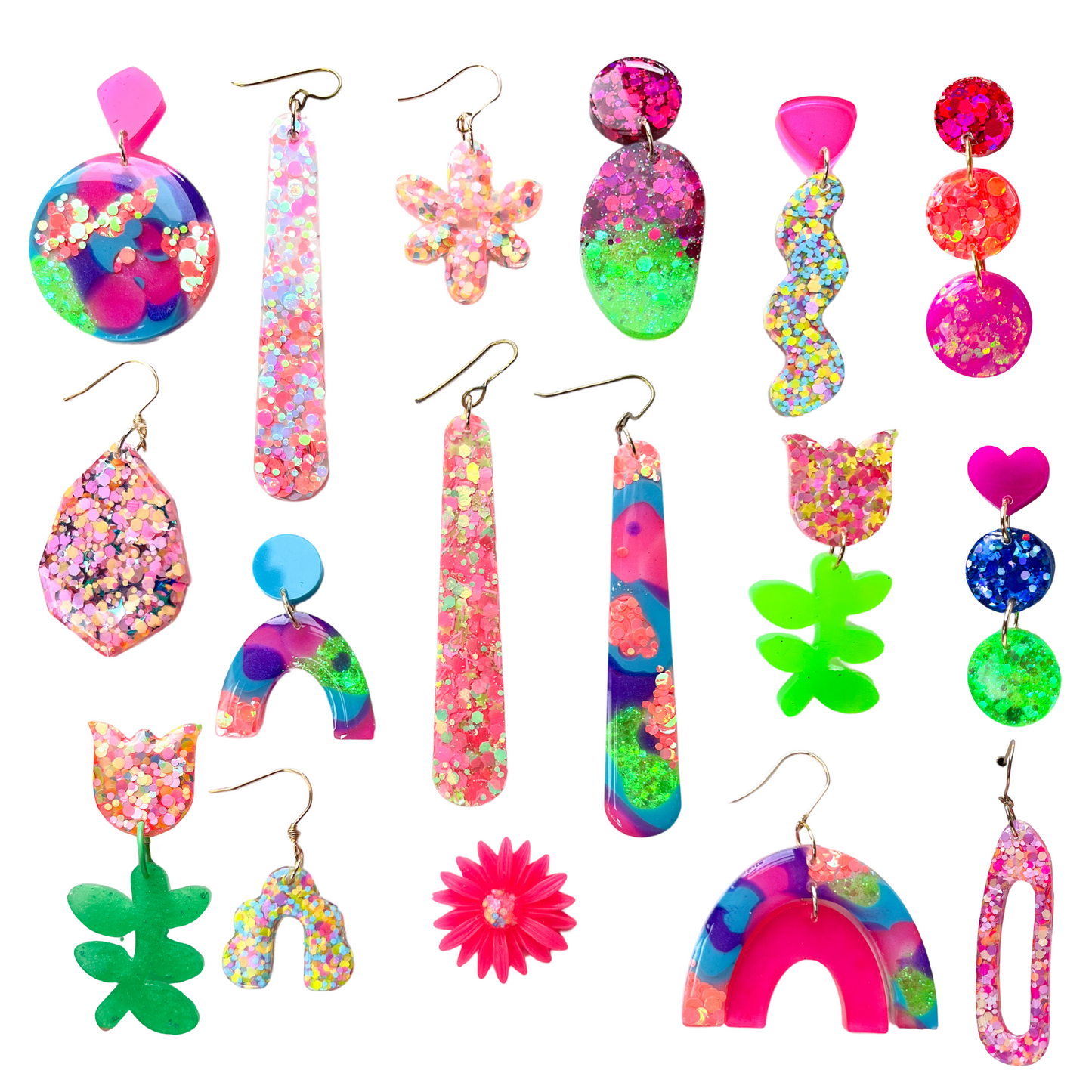 Exclusive, funky Hypoallergenic Resin Dangle Earrings for Sensitive Ears made with Titanium