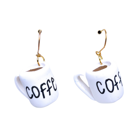 Handmade Novelty Teacher Coffee Cup earrings with Niobium Hooks NZ