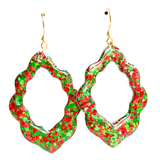 NZ Bright Red & Green Handmade Christmas Earrings Niobium Hook On Sale