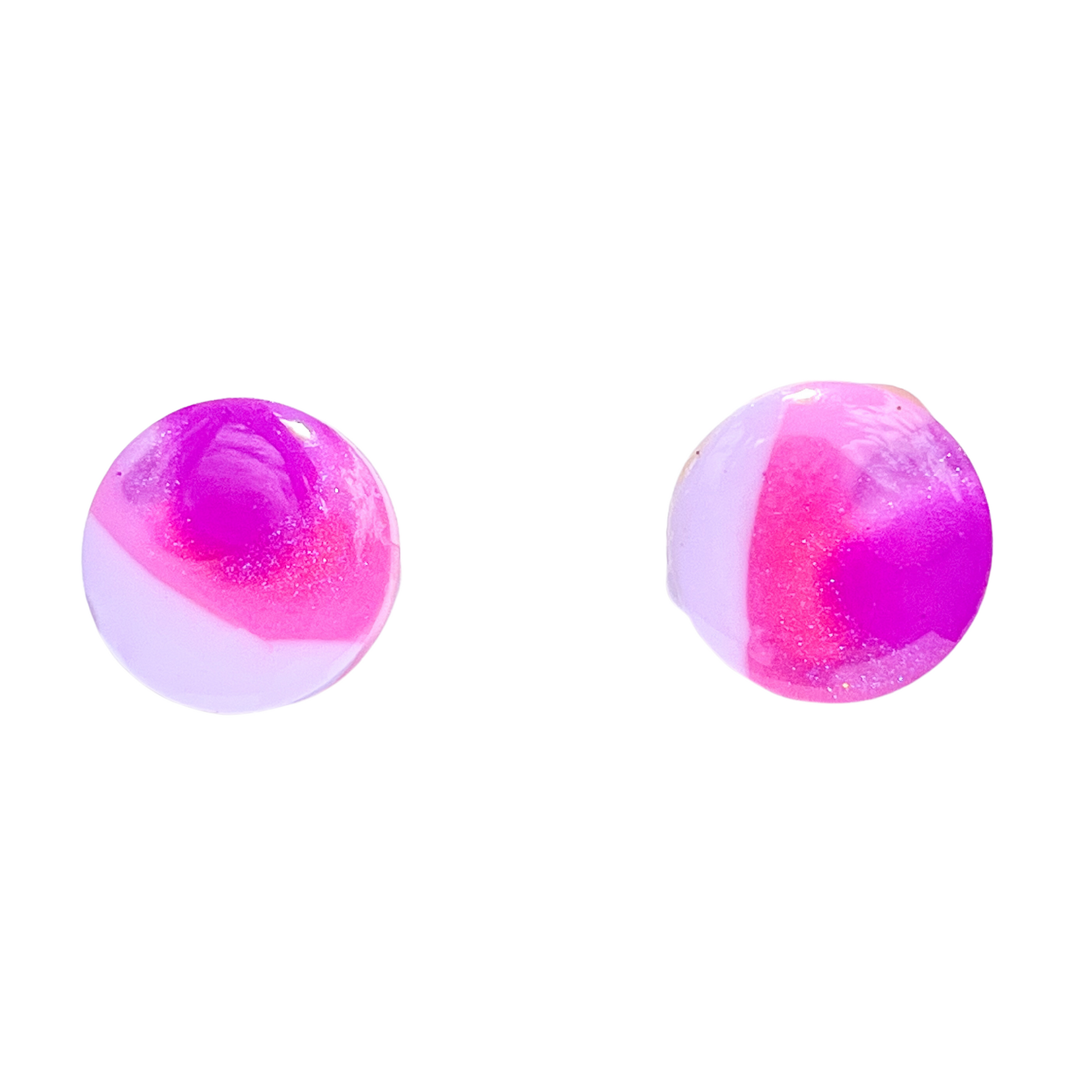 Bright Pink & Purple Stud Earrings with Hypoallergenic Titanium Post NZ
