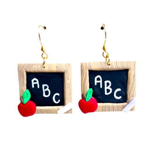 Handmade Novelty Teacher Blackboard earrings with Niobium Hooks NZ