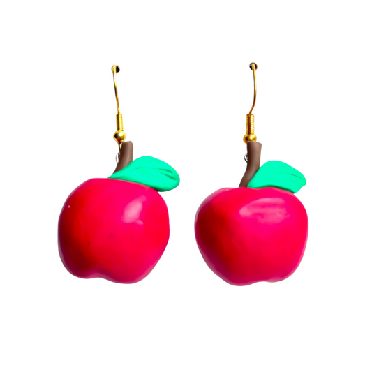 Handmade Novelty Teacher Apple earrings with Niobium Hooks NZ