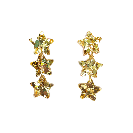 Handmade Novelty Teacher Gold Star earrings with Niobium Hooks NZ