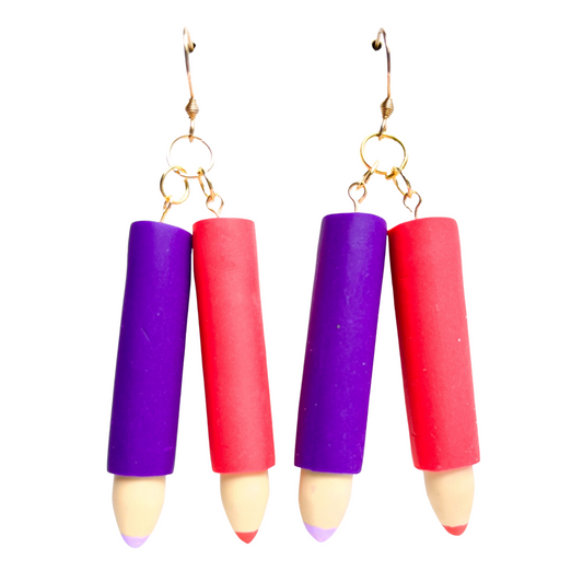 Handmade Novelty Teacher Pencil earrings with Niobium Hooks NZ