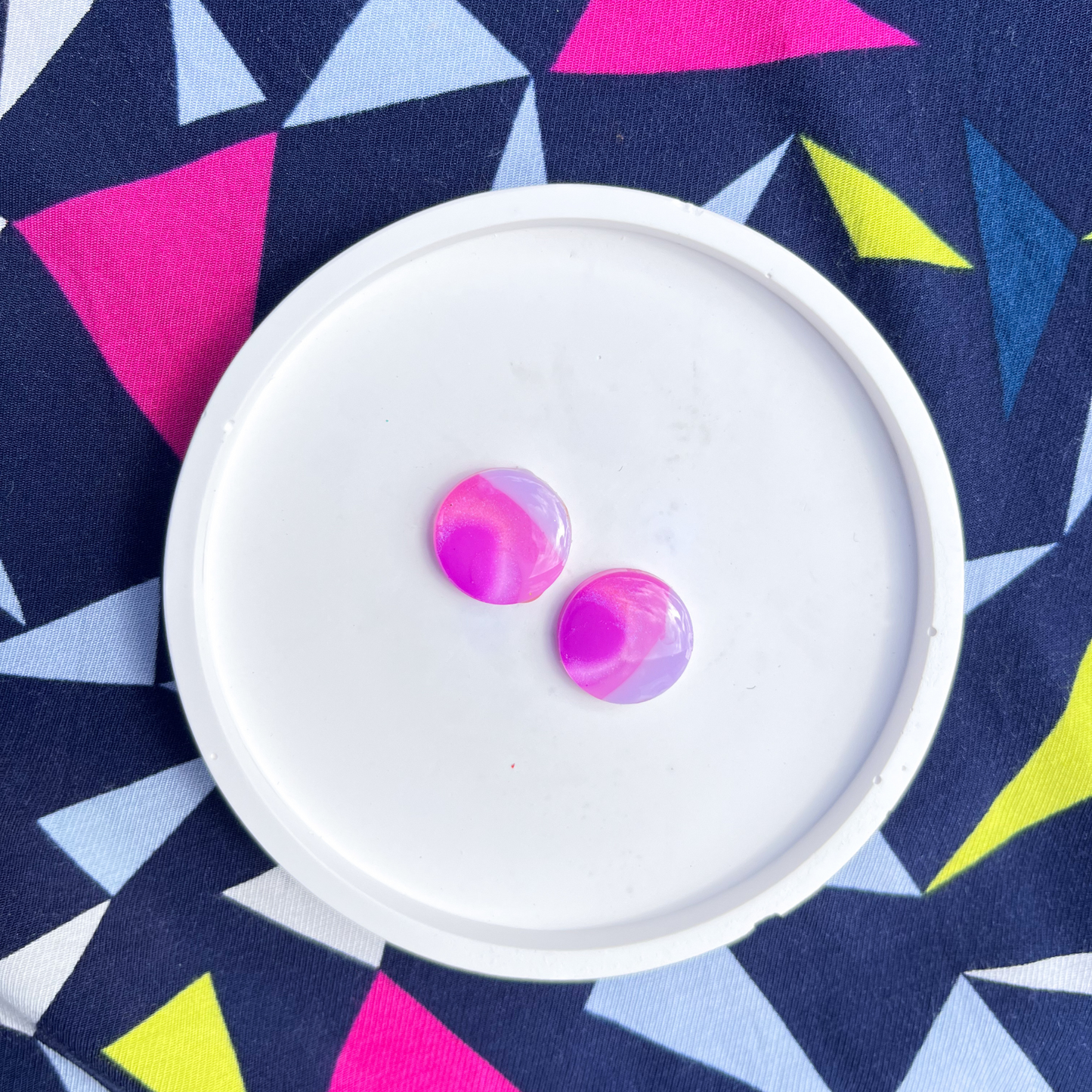 Bright Pink & Purple Stud Earrings with Hypoallergenic Titanium Post NZ