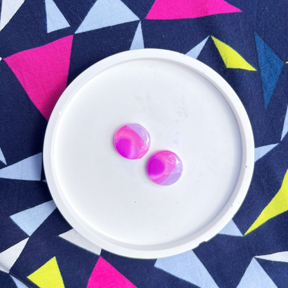 Bright Pink & Purple Stud Earrings with Hypoallergenic Titanium Post NZ