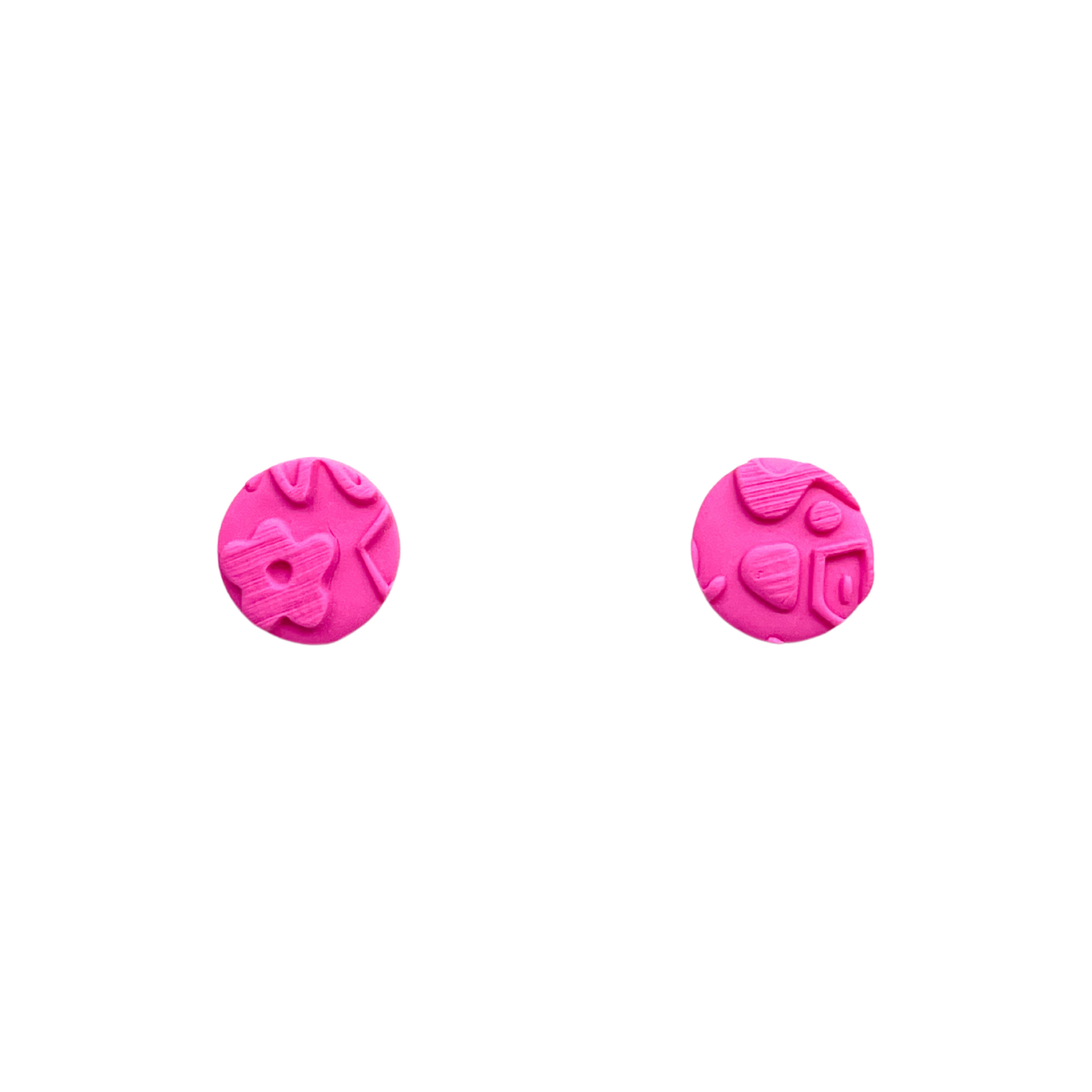 Bright Pink Clay Stud Earrings for Sensitive Ears