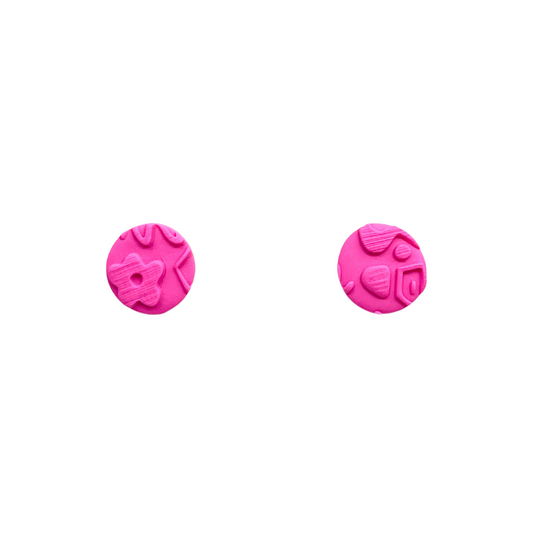 Bright Pink Clay Stud Earrings for Sensitive Ears
