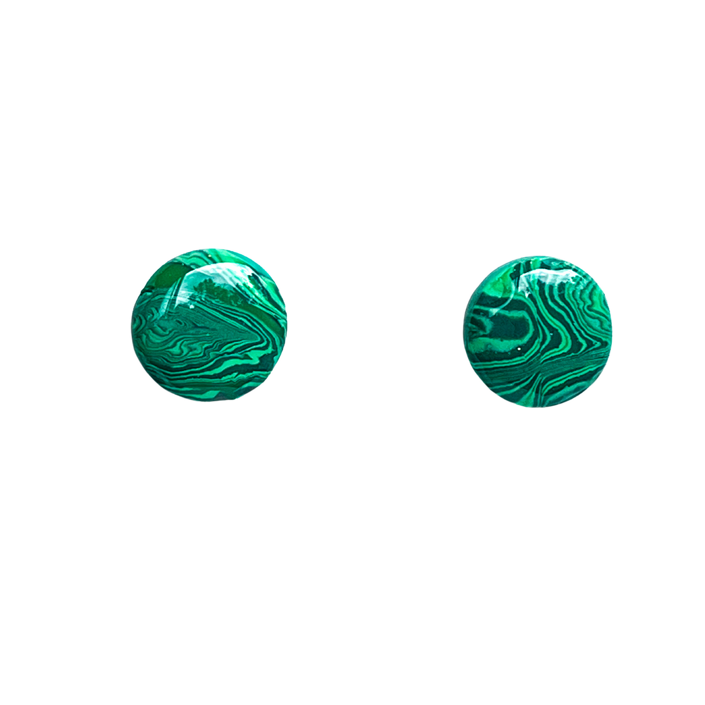 Green Gemstone Malachite Clay Earrings Hypoallergenic Titanium Post NZ