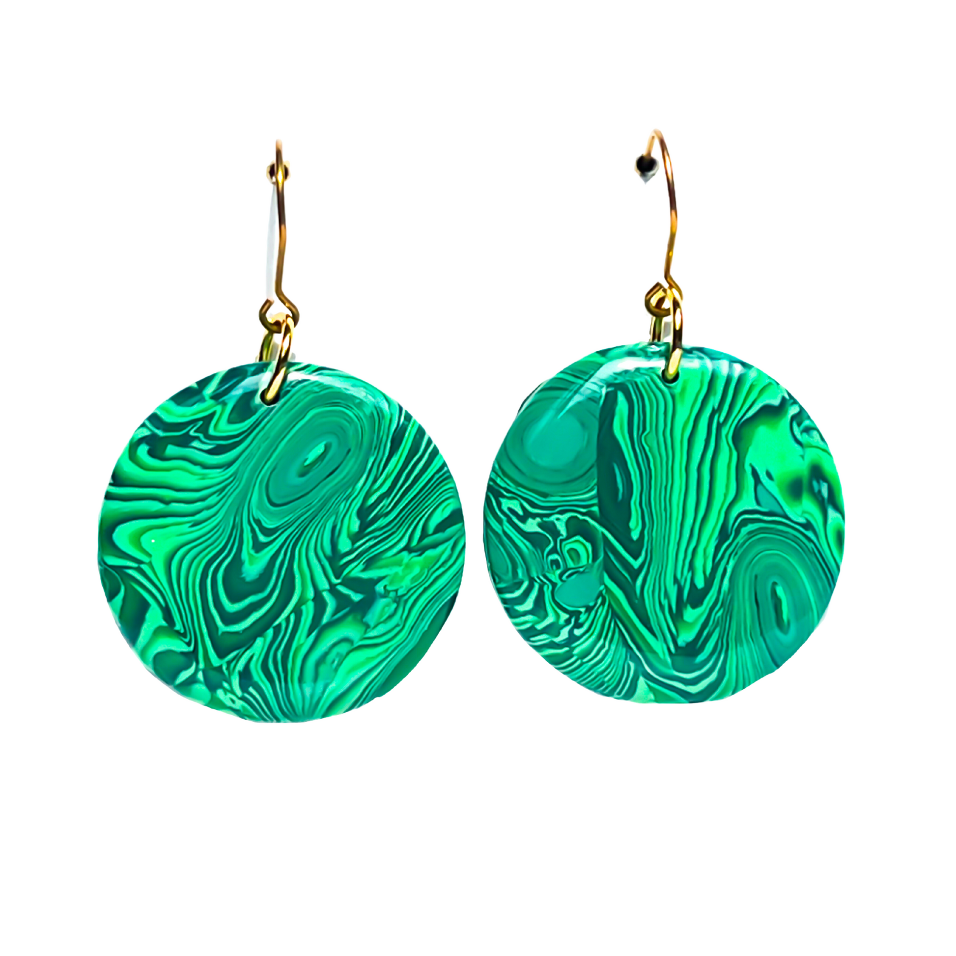 Green Gemstone Malachite Clay Earrings Hypoallergenic Niobium Hook NZ
