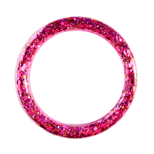 Chunky Bangle - 60mm - Pink & Gold Glitter