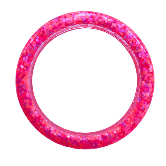 Chunky Bangle - 57mm - Bright Pink Glitter