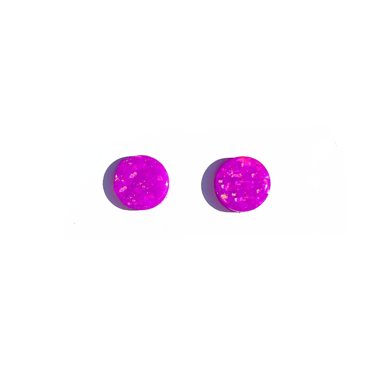 Purple Glitter Stud Earrings for Sensitive Ears