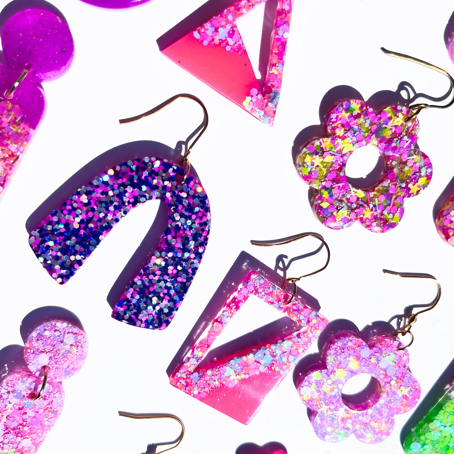 Exclusive, funky Hypoallergenic Resin Dangle Earrings for Sensitive Ears made with Titanium