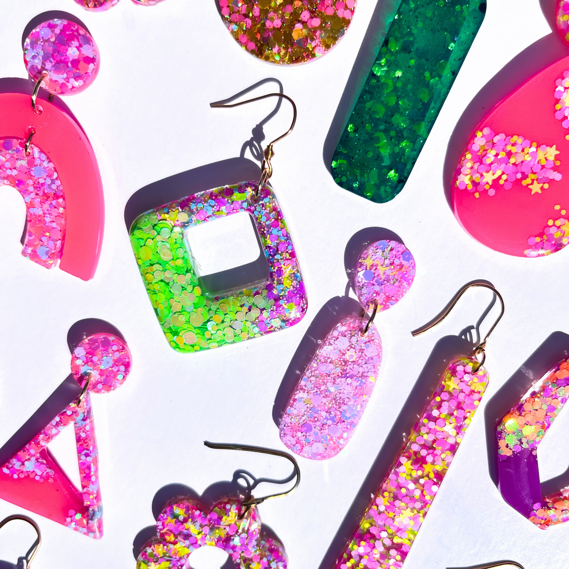Exclusive, funky Hypoallergenic Resin Dangle Earrings for Sensitive Ears made with Titanium
