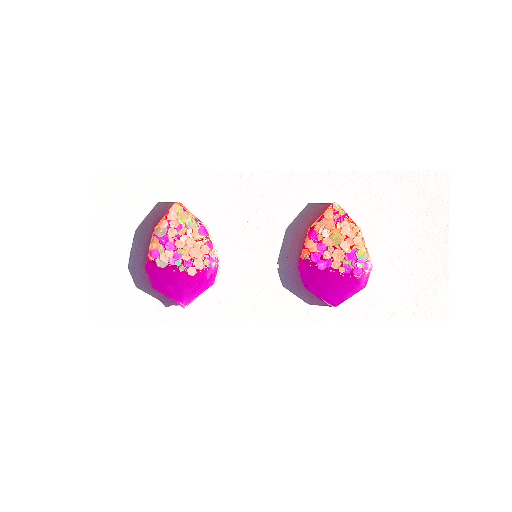 Purple, Orange & Gold Glitter Stud Earrings for Sensitive Ears