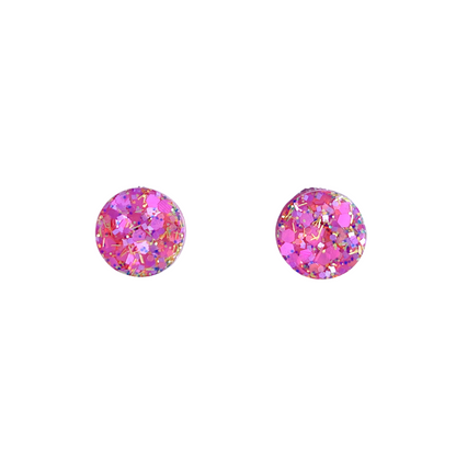 Pink, Purple & Yellow Glitter Stud Earrings for Sensitive Ears