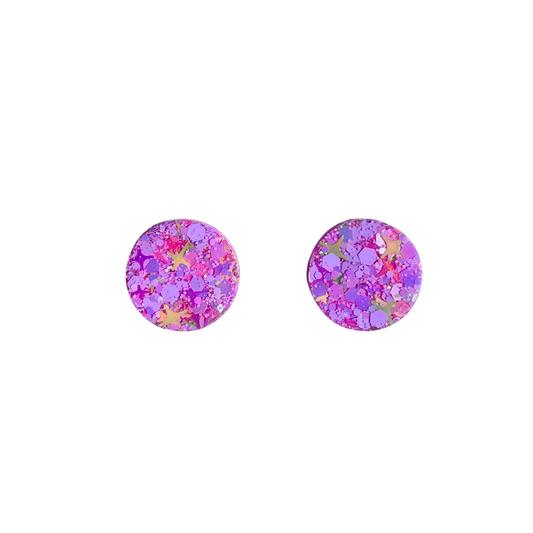 Pale Pink & Gold Glitter Stud Earrings for Sensitive Ears