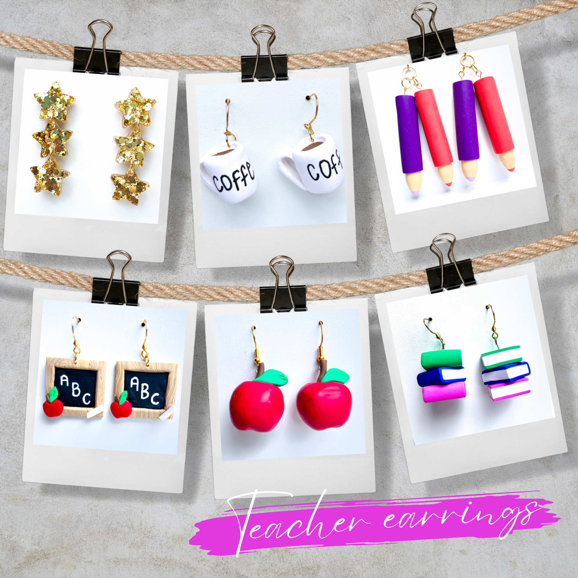 Handmade Novelty Teacher Blackboard earrings with Niobium Hooks NZ